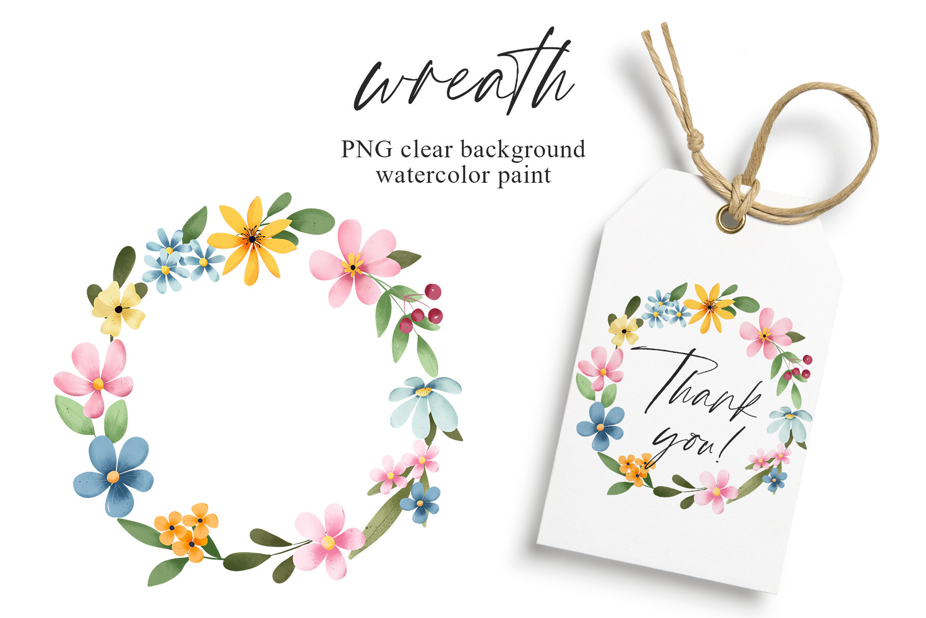 Wreath, Watercolor Flowers, Frame Border