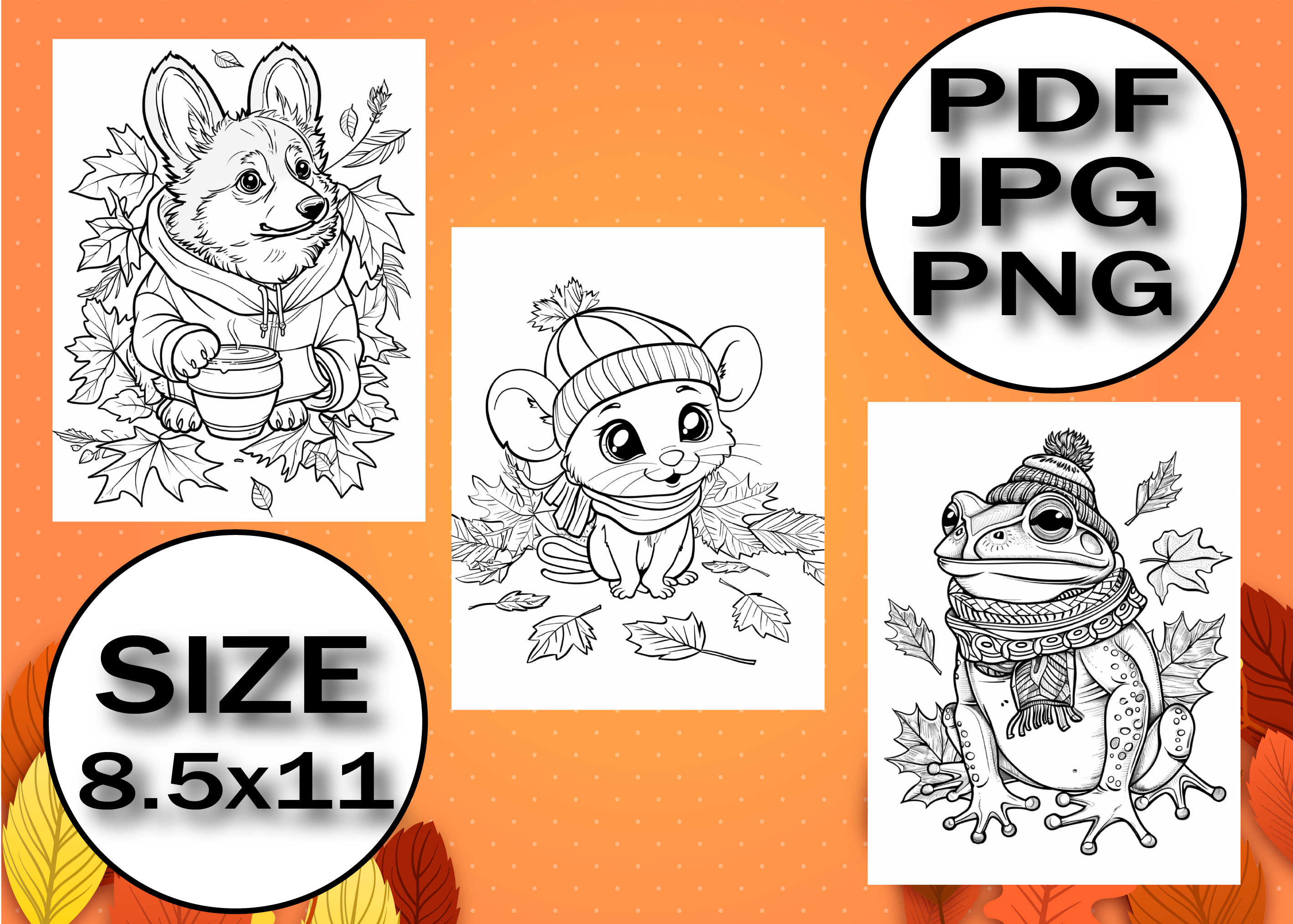 Autumn Animals Coloring Book for Adults