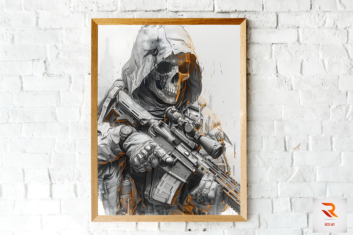 Badass Skeleton Soldier Wall Art