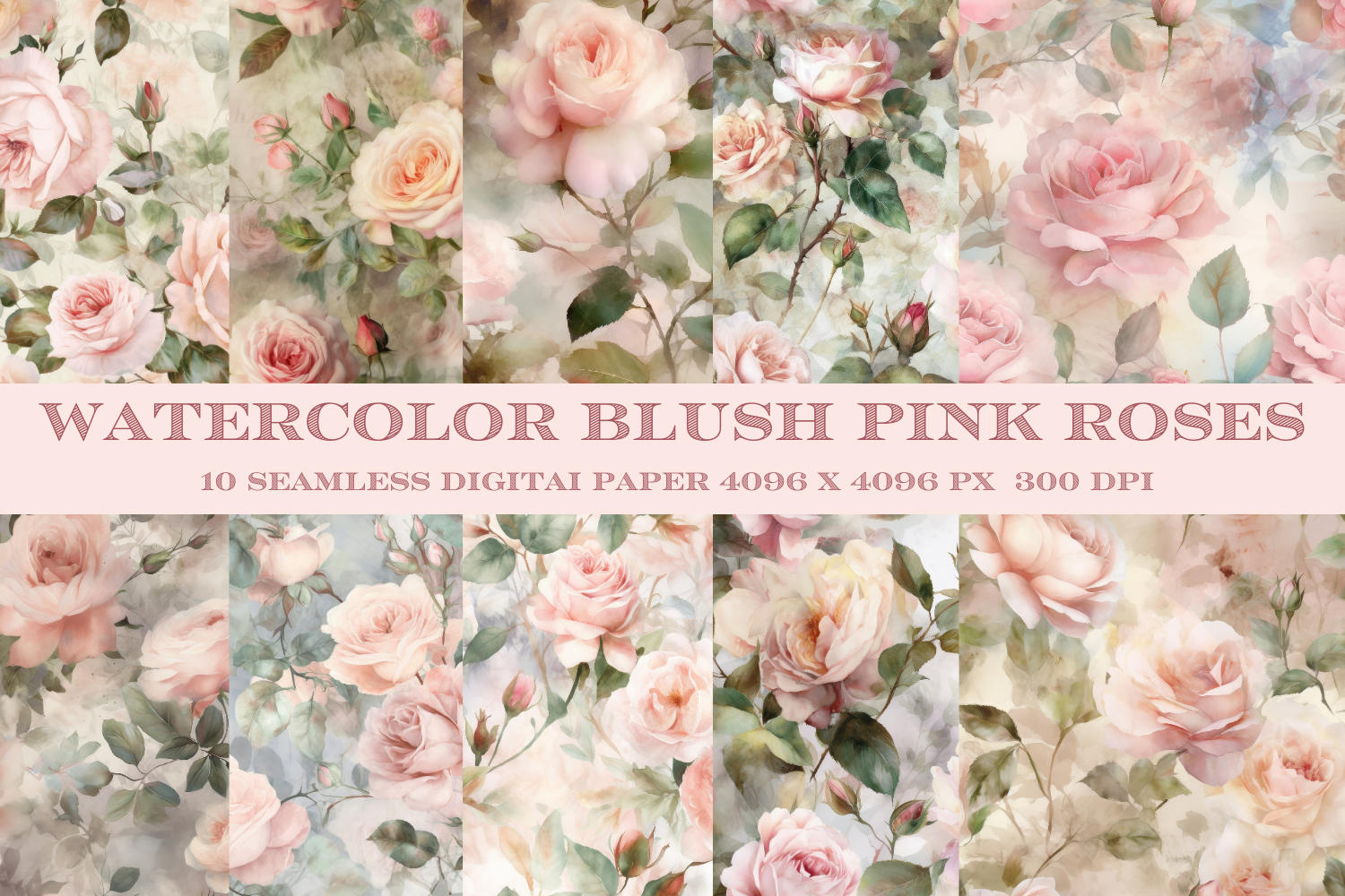 Blush Pink Roses Digital Paper, Seamless Graphic by AiCraftCreations ...