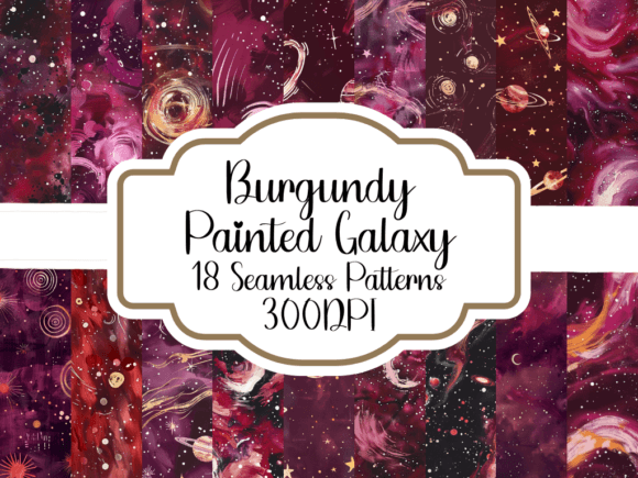 Burgundy Painted Galaxy Patterns Graphic AI Patterns By printablesbyfranklyn