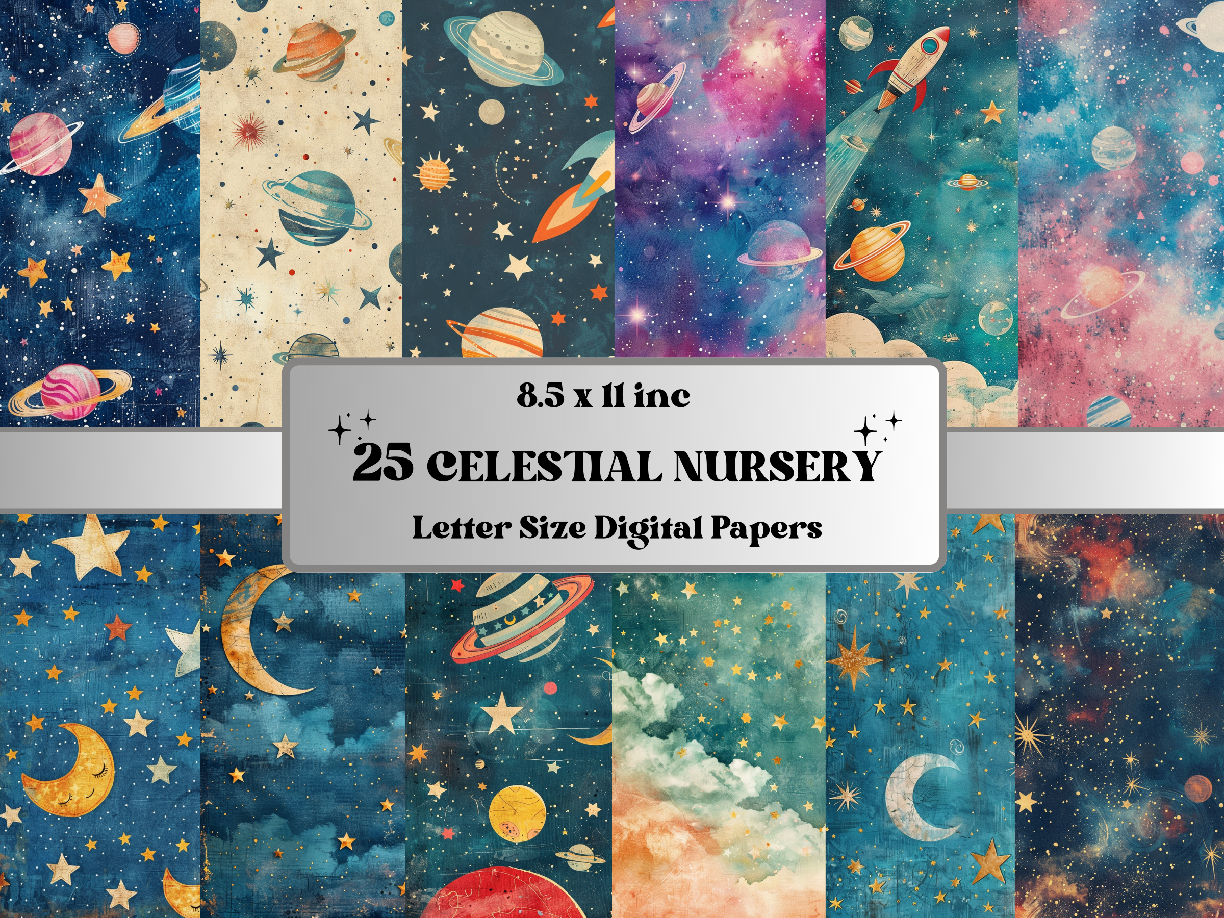 Celestial Galaxy Junk Journal Paper