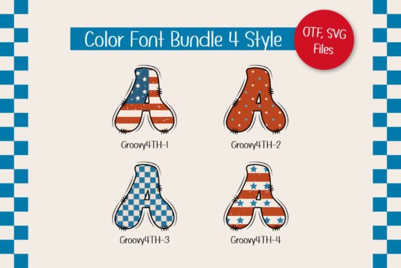 Groovy 4th of July Font PNG with transparent background - Preview 1