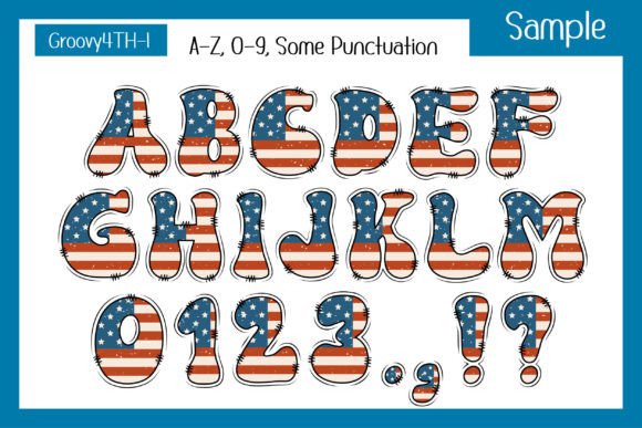 Groovy 4th of July Font PNG with transparent background - Preview 2