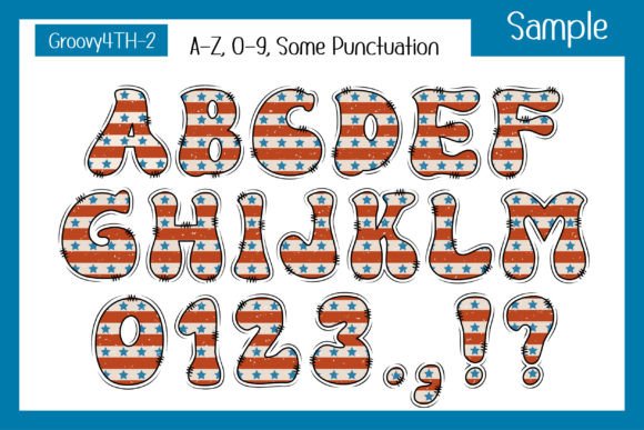 Groovy 4th of July Font PNG with transparent background - Preview 5