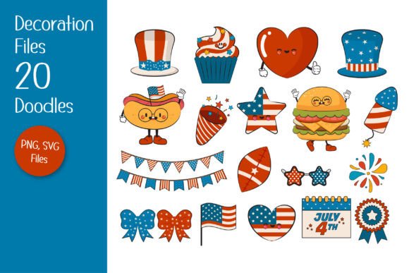 Groovy 4th of July Font PNG with transparent background - Preview 6