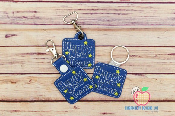 Happy New Year in the Hoop Keyfob