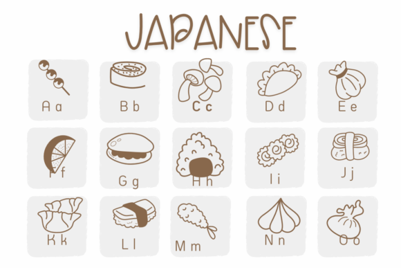 Japanese Food Font PNG with transparent background - Preview 1