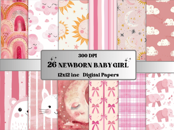 Newborn Baby Girl Nursery Paper Pack