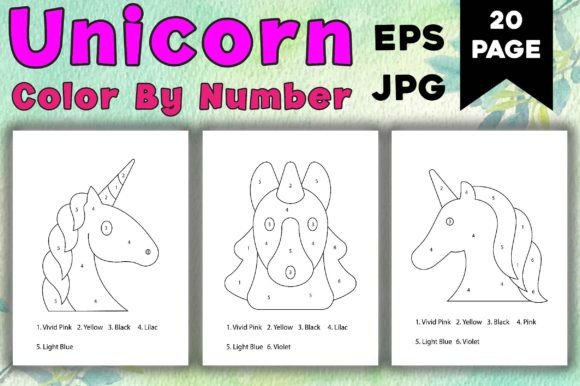UNICORN COLOR by NUMBER PAGES 05