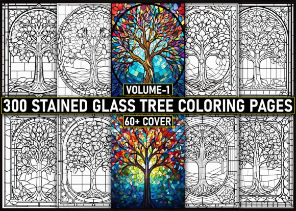 300 Stained Glass Tree Coloring Pages