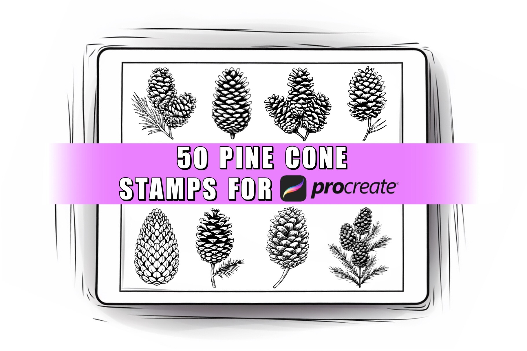 50 Pine Cone Procreate Stamps Brushes Graphic by ProcreateSale ...