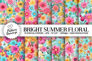 Bright Summer Flowers Digital Papers Graphic by Pattern Universe ...