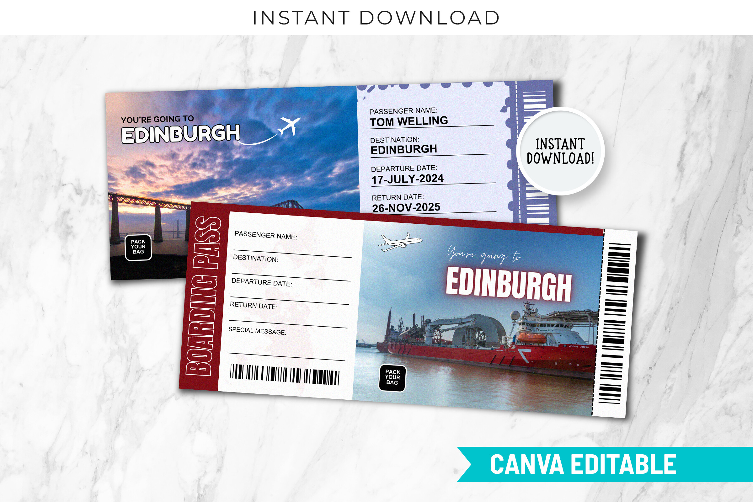 Printable Edinburgh Boarding Pass Template