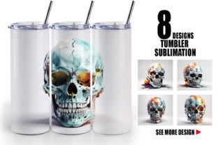 Tumbler 3D Skull Halloween Graphic by Artnoy · Creative Fabrica