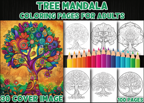 100 Tree Mandala Coloring Pages