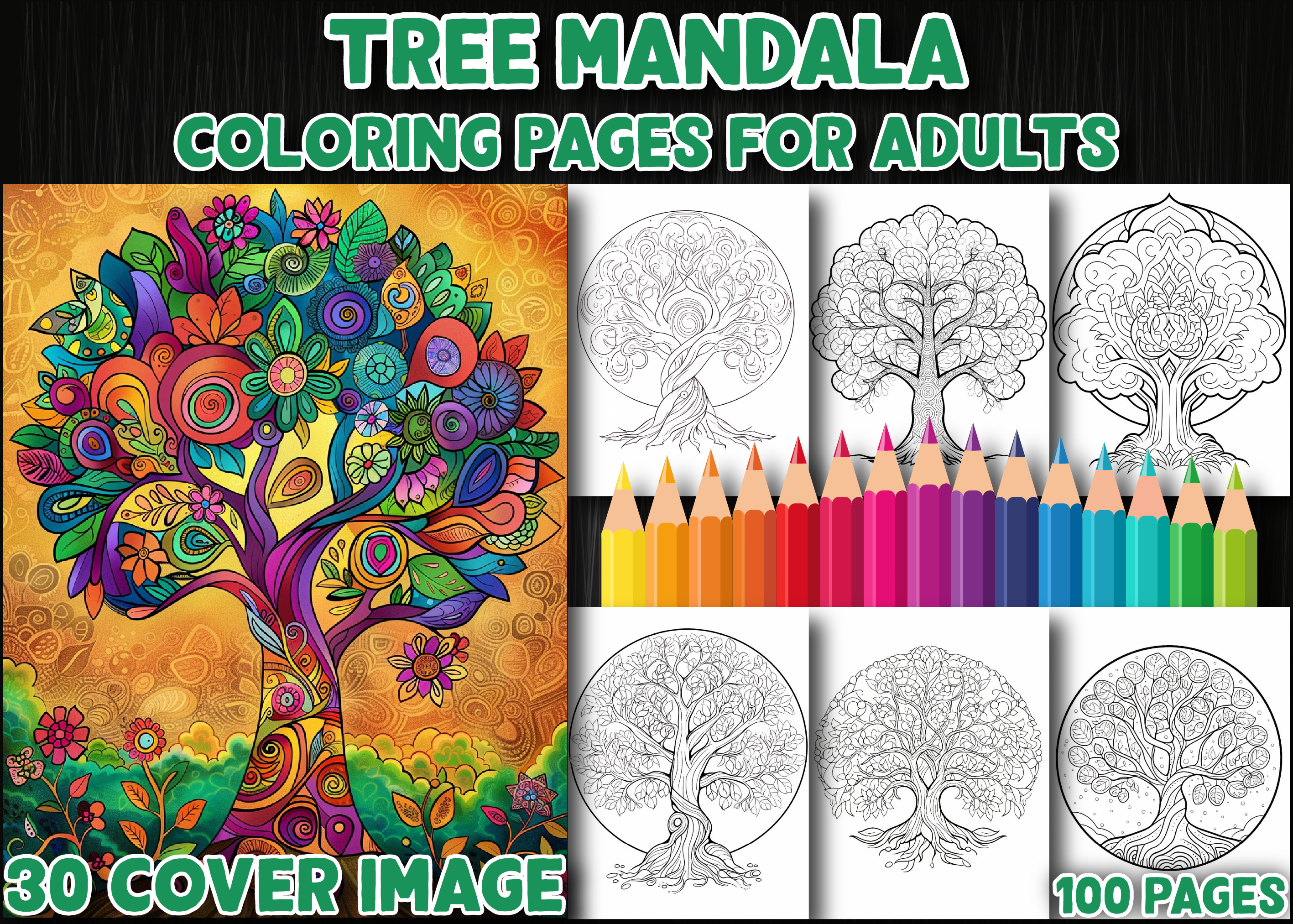 100 Tree Mandala Coloring Pages
