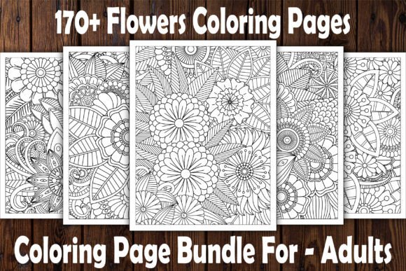 170+ Flowers Coloring Book Pages-Adult