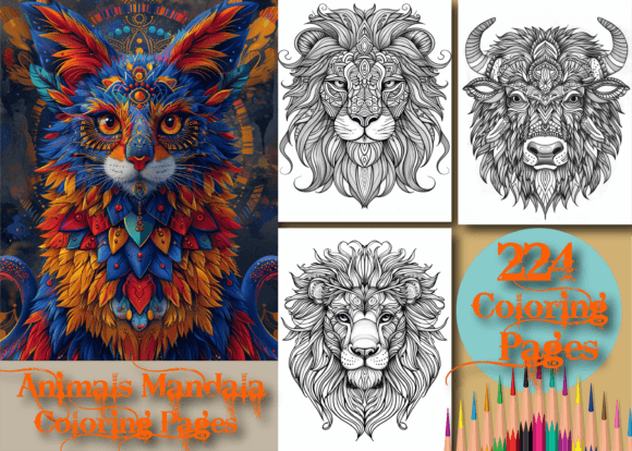 Preview of Animals Mandala Coloring Book for Adults coloring pages for adults