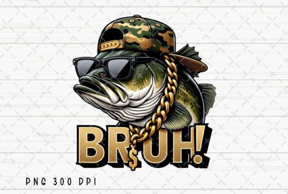 Bass Fish Funny Fishing Bruh Kids PNG Grafica Illustrazioni Stampabili Di Flora Co Studio
