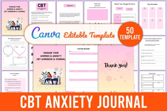 Editable CBT Anxiety Journal Canva