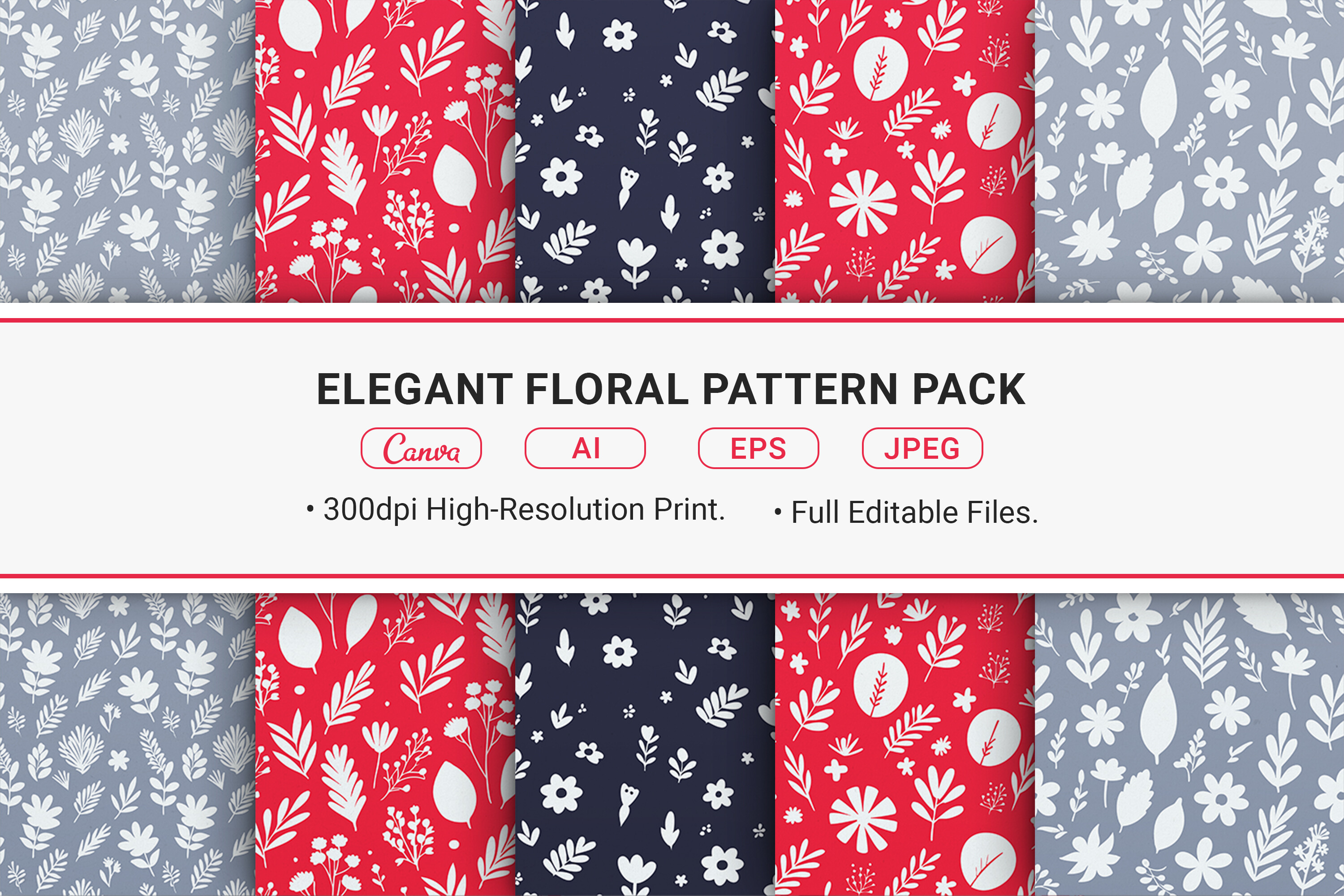 Elegant Floral Pattern Pack Graphic by JUNDI · Creative Fabrica