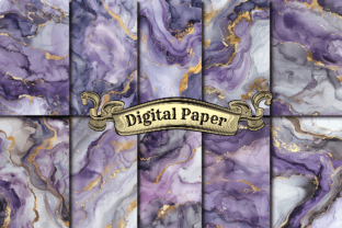 Purple and Gold Marble Digital Papers Graphic by craftsmaker · Creative ...