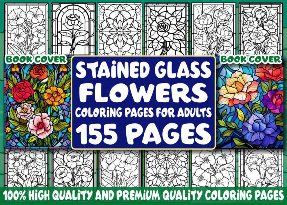 Stained Glass Flowers Coloring Pages