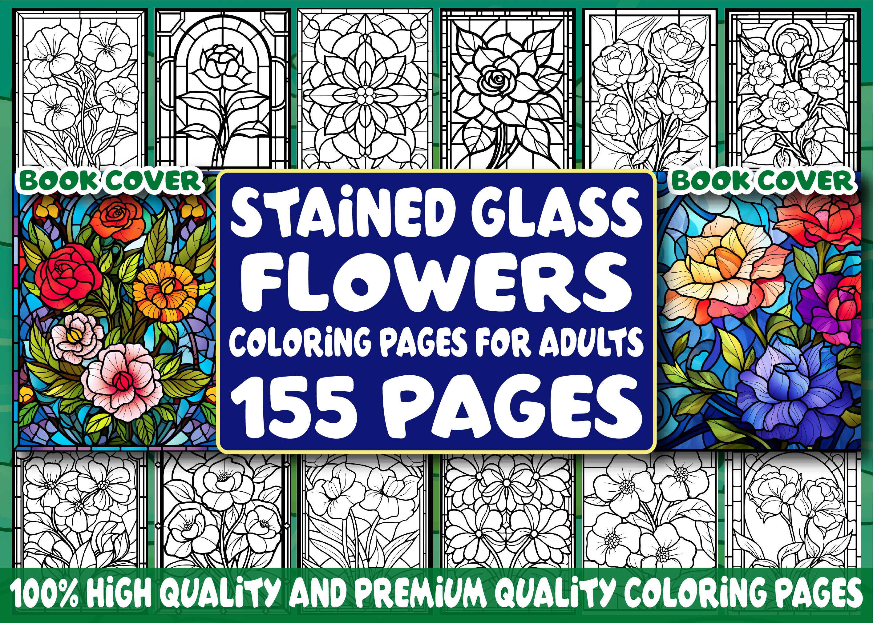 Stained Glass Flowers Coloring Pages