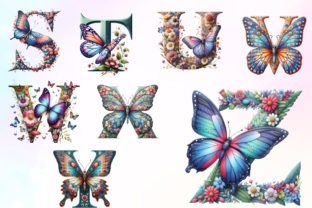 Watercolor Butterfly Alphabet Clipart Graphic by Watercolor Clipart ...
