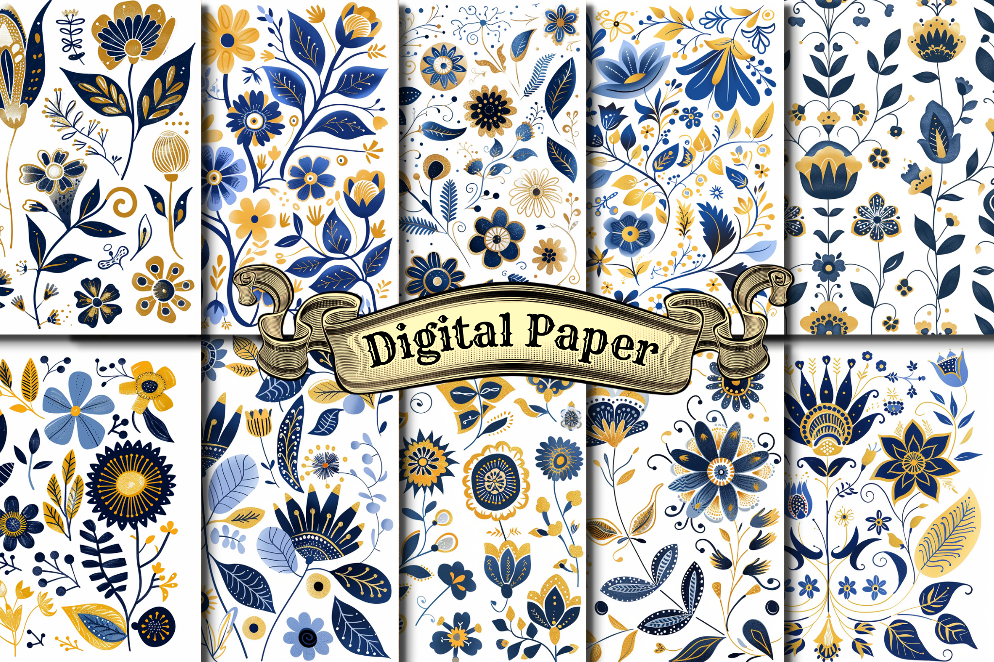 Folk Spring Flowers Digital Paper Graphic by craftsmaker · Creative Fabrica