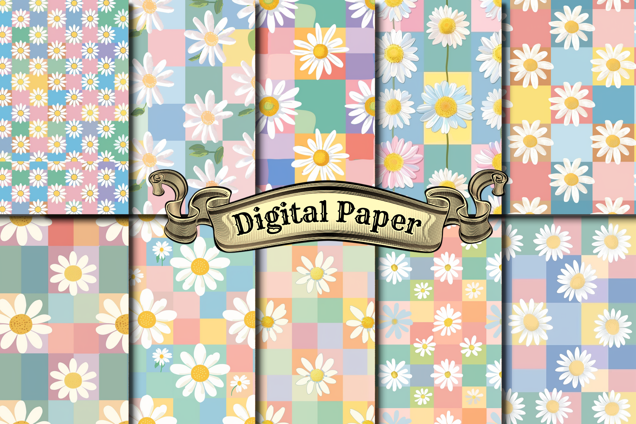Groovy Flower Digital Paper Graphic by craftsmaker · Creative Fabrica