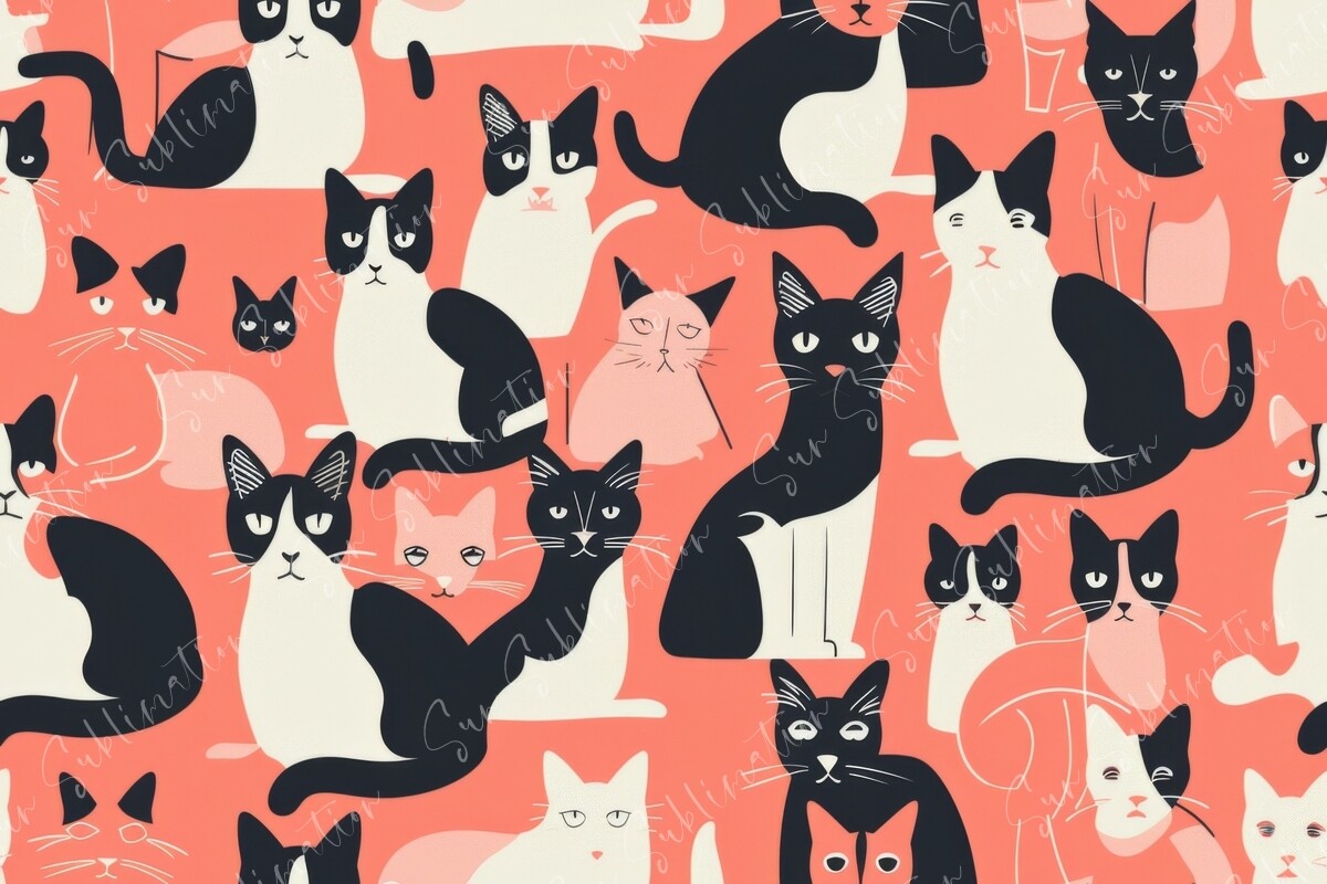 Playful Cat Pattern Playful Cat Seamless Pattern Graphic by Sun Sublimation · Creative Fabrica