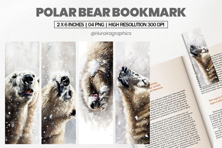 Polar Bear Bookmark Sublimation Graphic by Hurairagraphics · Creative ...