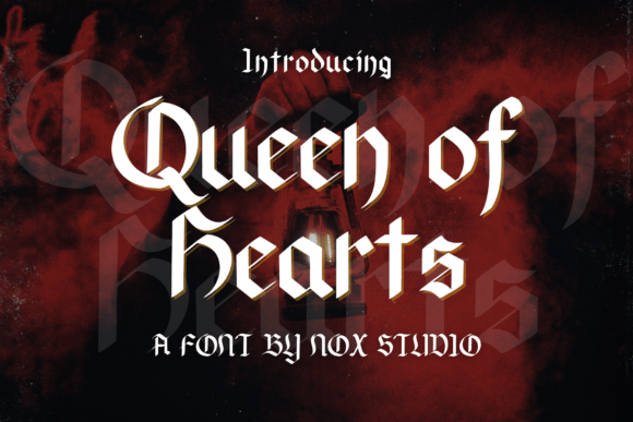 Preview specimen of Queen of Hearts blackletter font