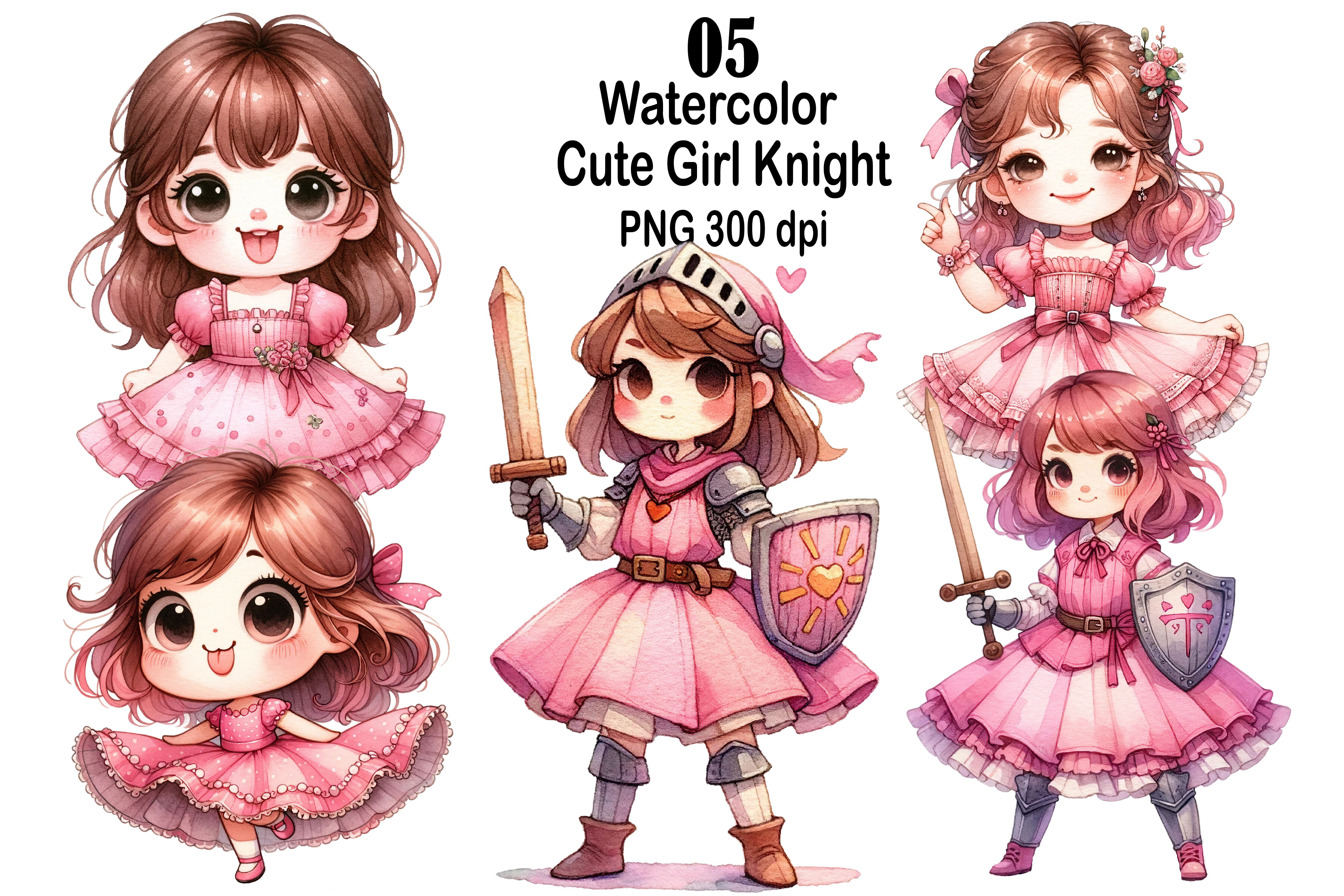 Watercolor Cute Girl Clipart Graphic by Print Market Designs · Creative ...