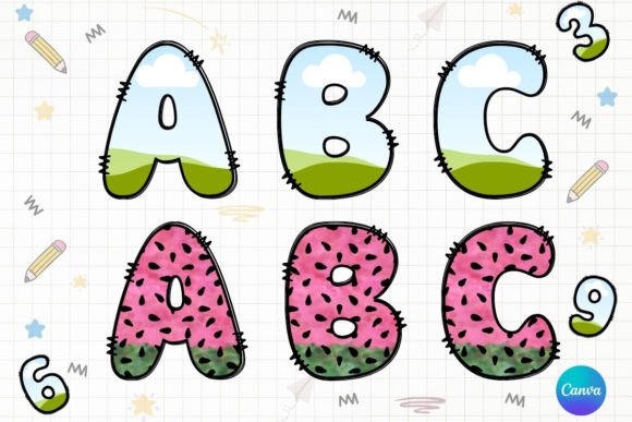 Alphabet Doodle Letters Canva Frames