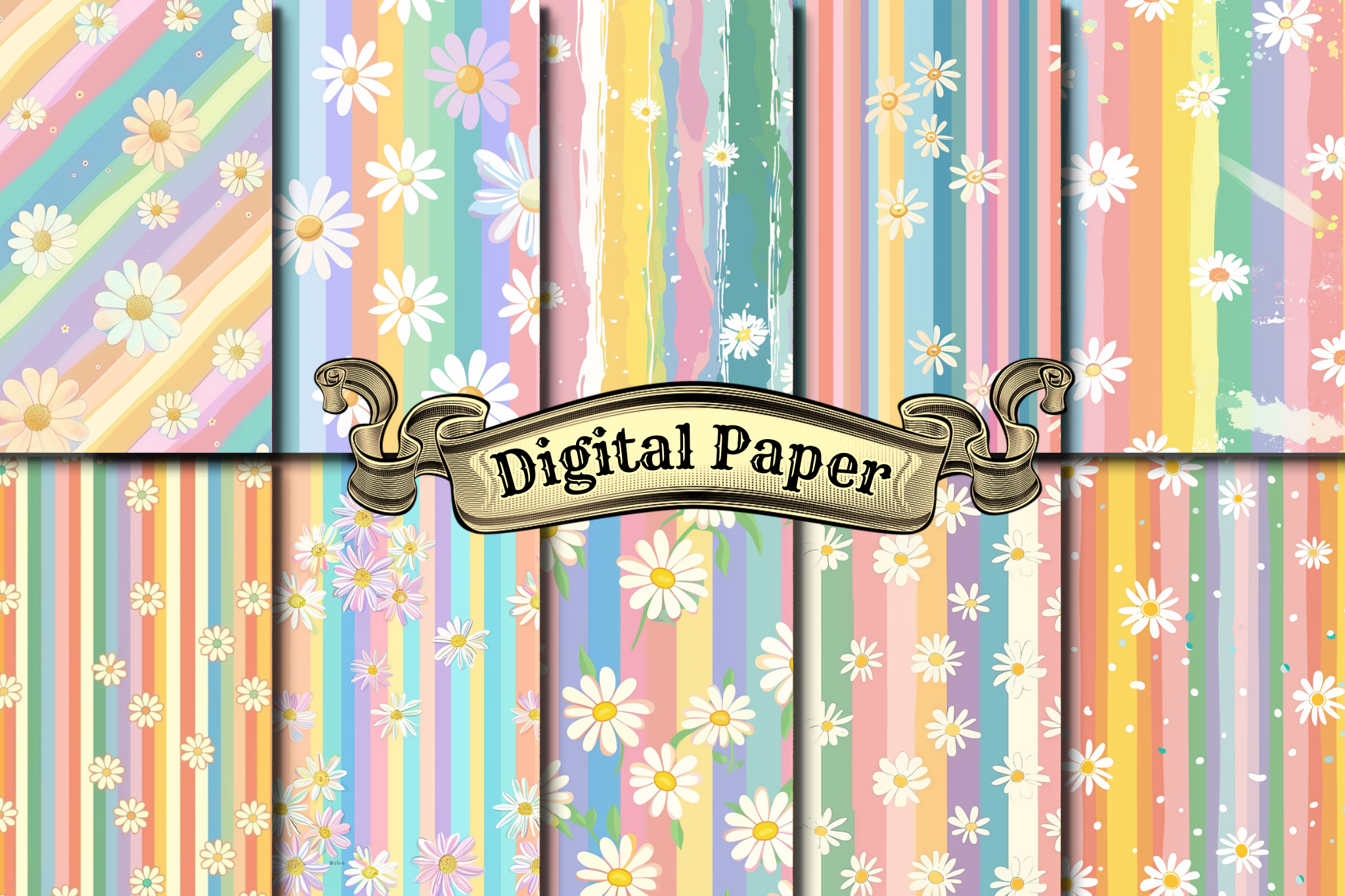 Daisy Digital Paper Pack Graphic by craftsmaker · Creative Fabrica