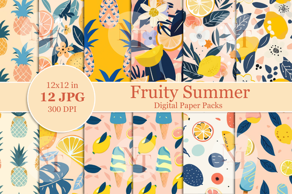 Fruity Summer Digital Paper Graphic by Nam Tiwa · Creative Fabrica