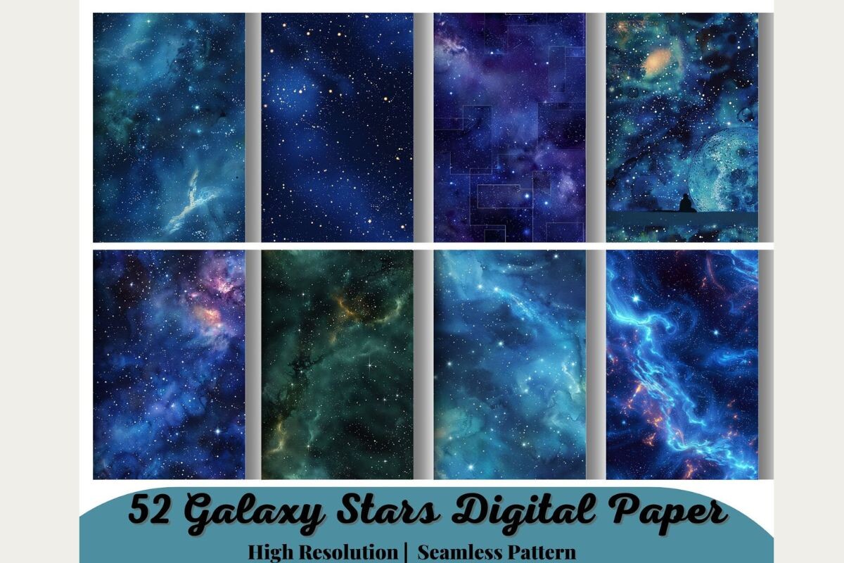 Galaxy Stars Digital Paper Graphic by 99CentsCrafts · Creative Fabrica