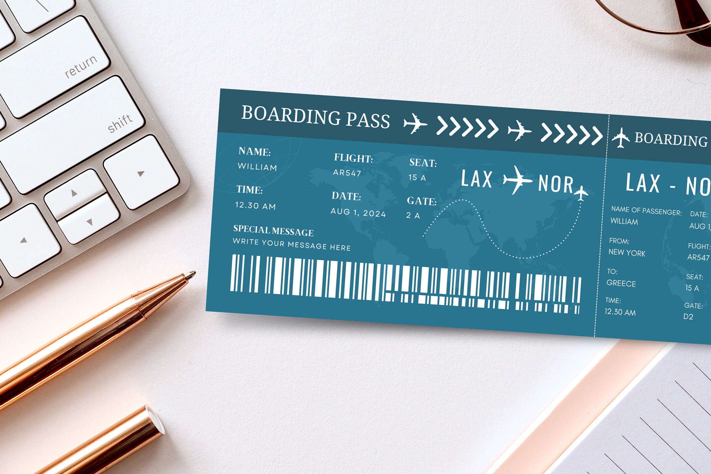Greece Trip Surprise Gift Ticket