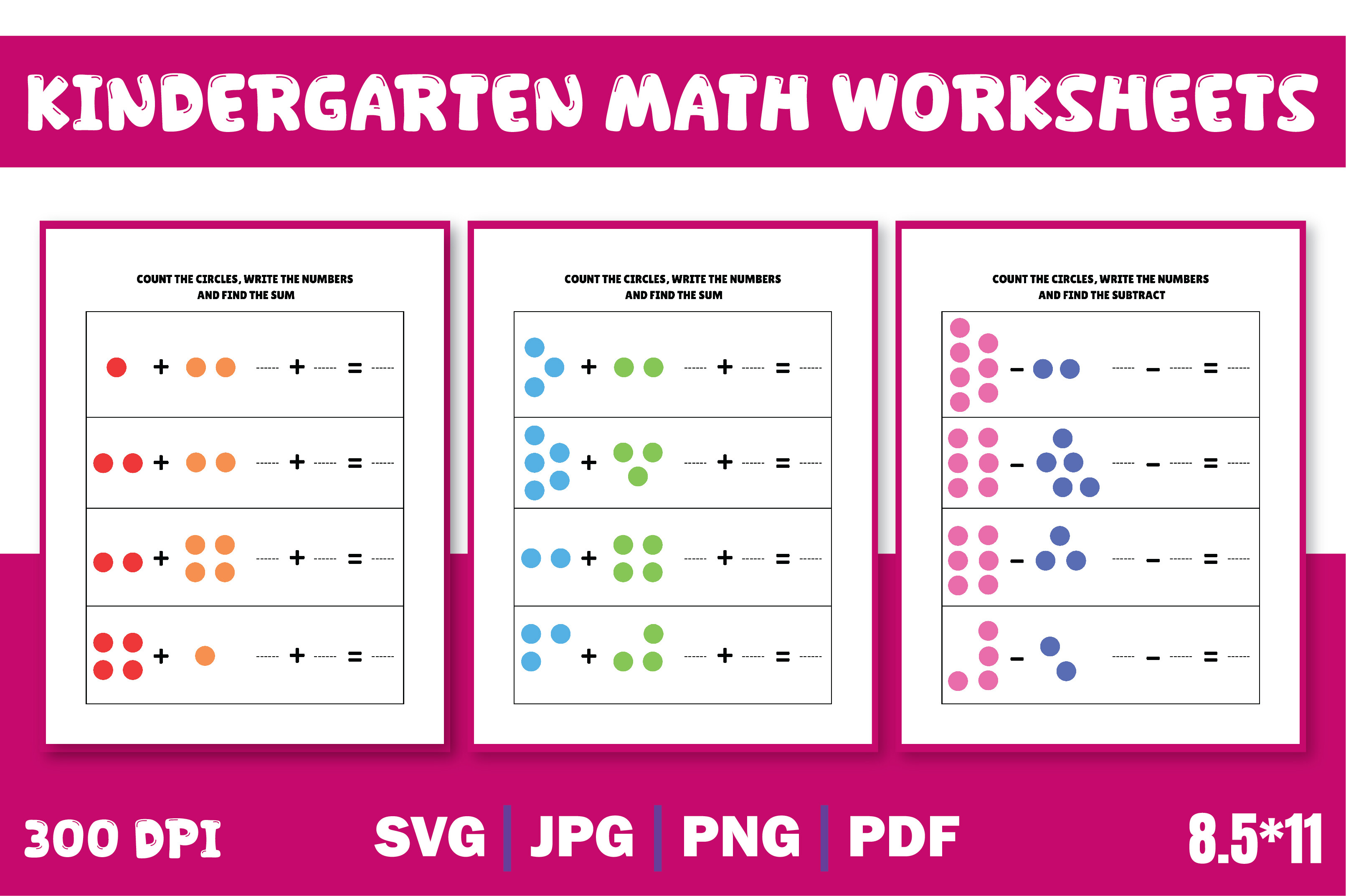 Kindergarten Math Worksheets cover