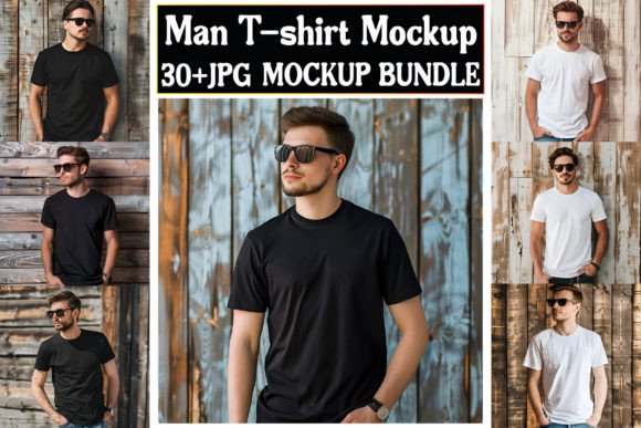 Man T-shirt Mockup Bundle #1 Illustration T-Shirts Par Mockup And Design Store