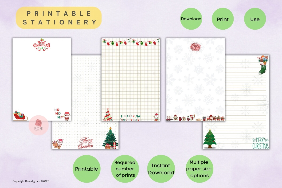 Printable Stationery Papers Christmas