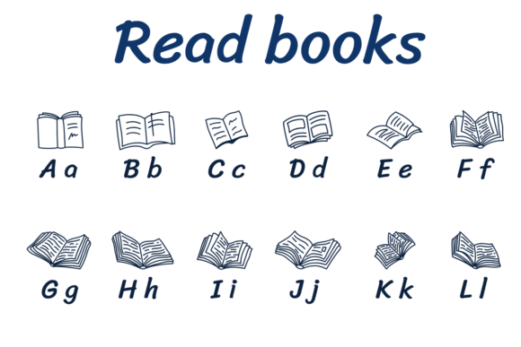Read Books Font PNG with transparent background - Preview 1