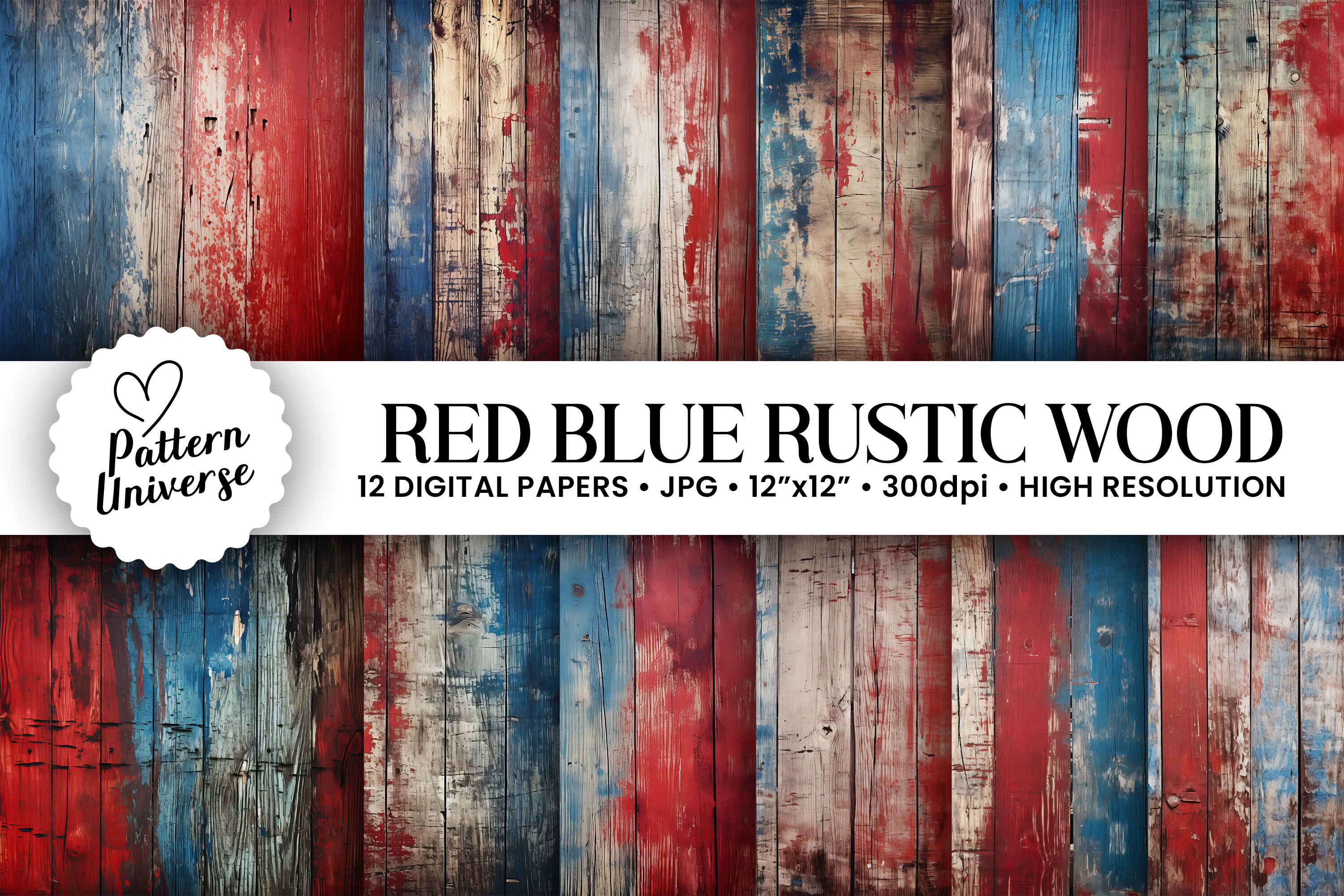 Red Blue Grunge Wooden Backgrounds Graphic by Pattern Universe ...