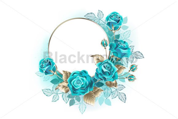 Round Frame with Turquoise Roses