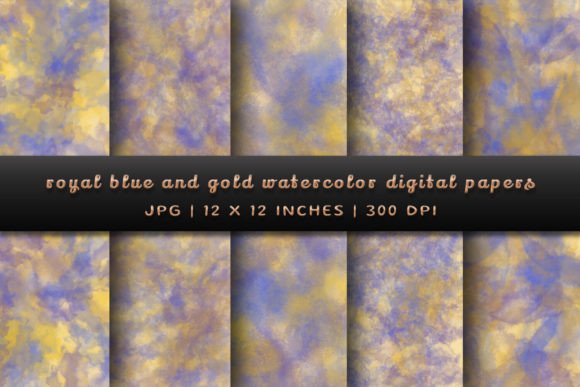 Royal Blue and Gold Digital Papers Graphic Backgrounds By Pugazh Logan
