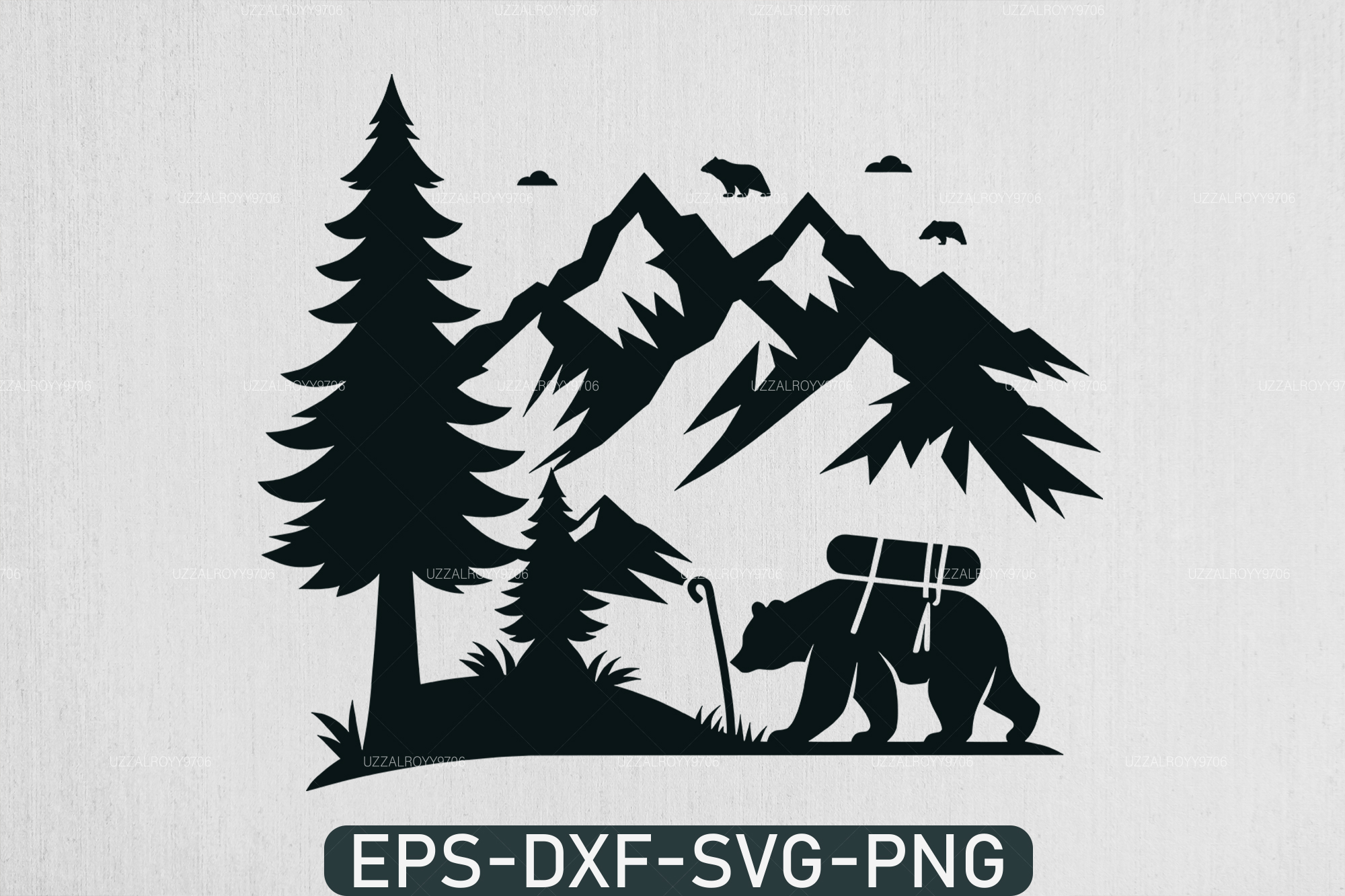 Walking Bear on Cliff in Mountains Scene Graphic by uzzalroyy9706 ...