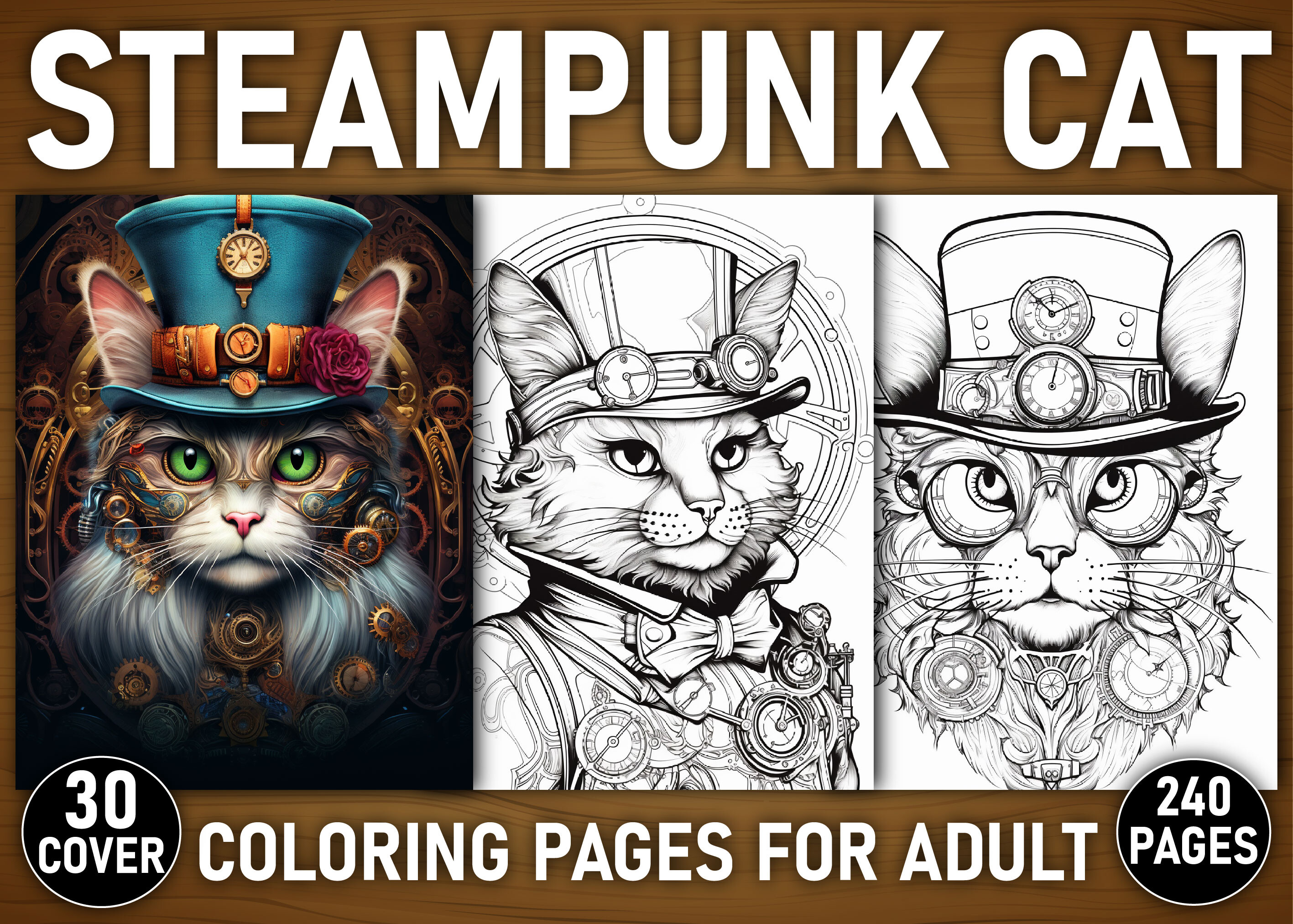 240+ Steampunk Cat Coloring Pages
